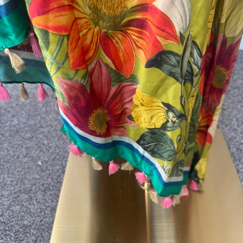 Aratta Silent Journey French Riviera Tasseled Floral Dress Large NWT $190 - Picture 4 of 10